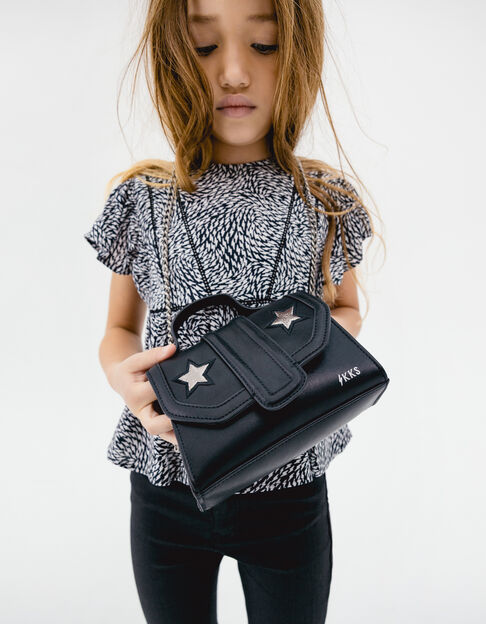 Bolso mini negro estrellas plata niña