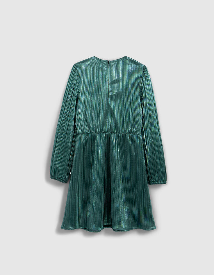 Robe émeraude plissée métallisée-3 Robe émeraude plissée métallisée-3
