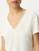 White T-shirt with V-neck front and back-4 White T-shirt with V-neck front and back-4