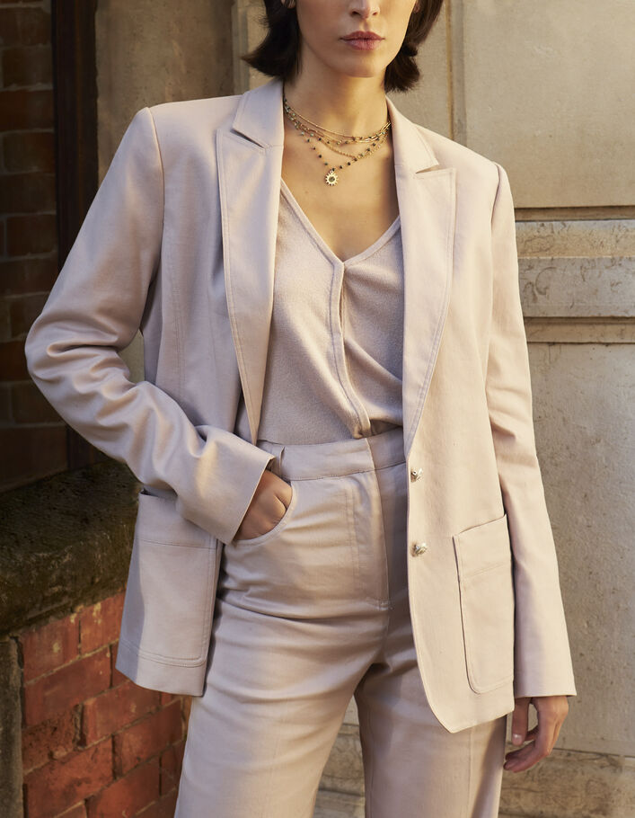 Women’s lilac linen cotton blend suit jacket-1