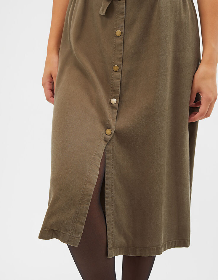 I.Code khaki mid-length safari dress-2