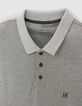 Polo caqui jaspeado bimaterial hombre-7