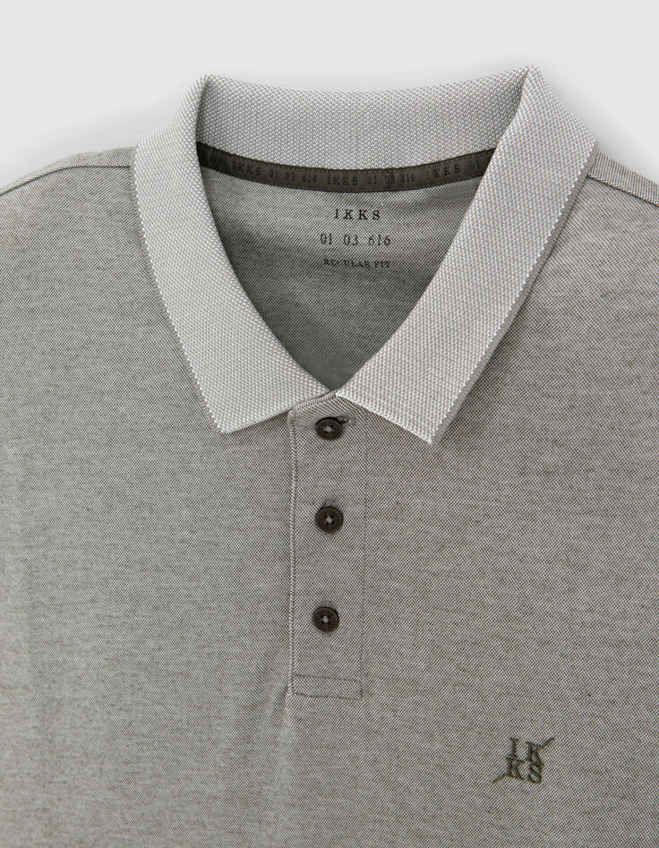 Polo caqui jaspeado bimaterial hombre-7