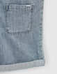 Girls' light blue Tencel® denim short dungarees-4