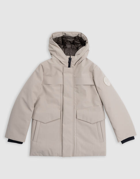 Boy's recycled beige parka with magnetic fastening - IKKS