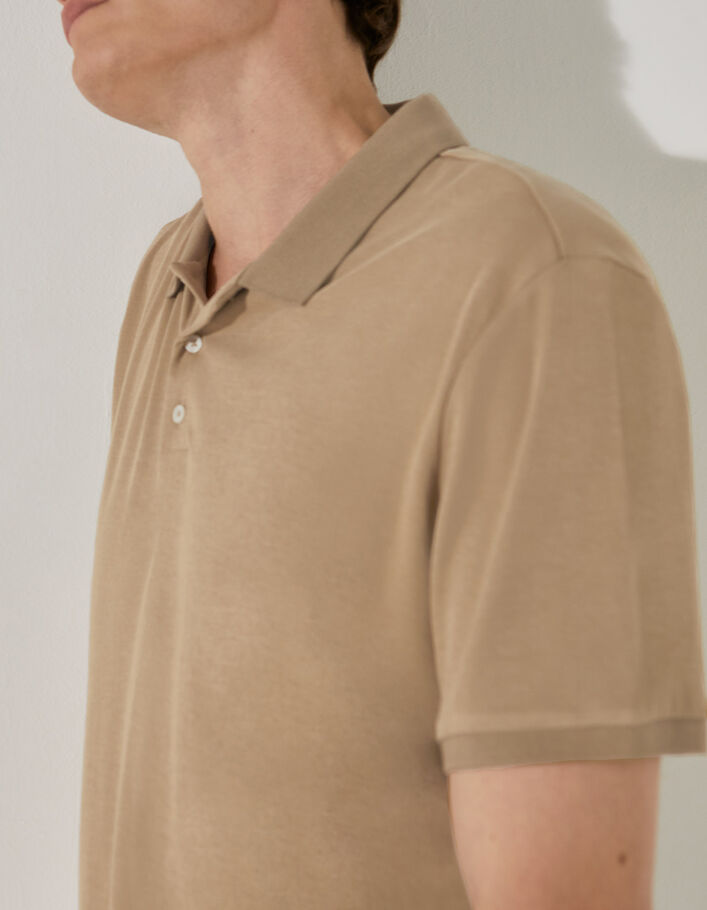 Men’s beige organic cotton REGULAR polo shirt - IKKS