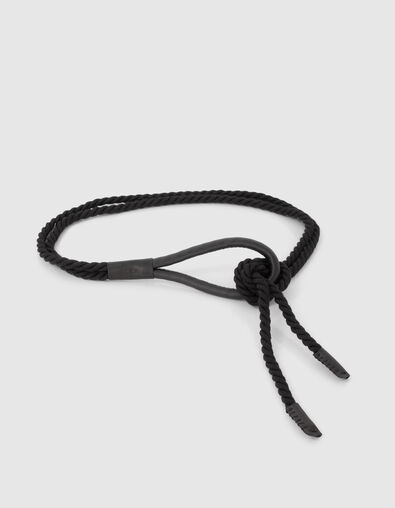 Women’s black cord tie belt with leather buckle - IKKS