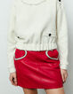 Rok in rood leer witte hartjesinzetten zakken dames-2