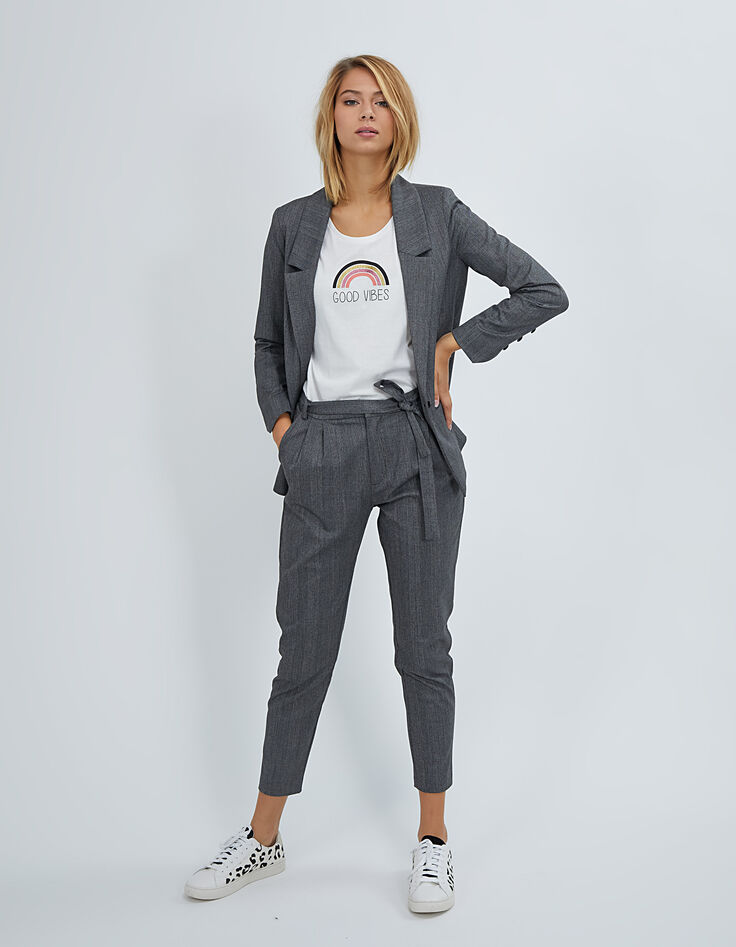I.Code grey Prince-of-Wales check paperbag trousers-1