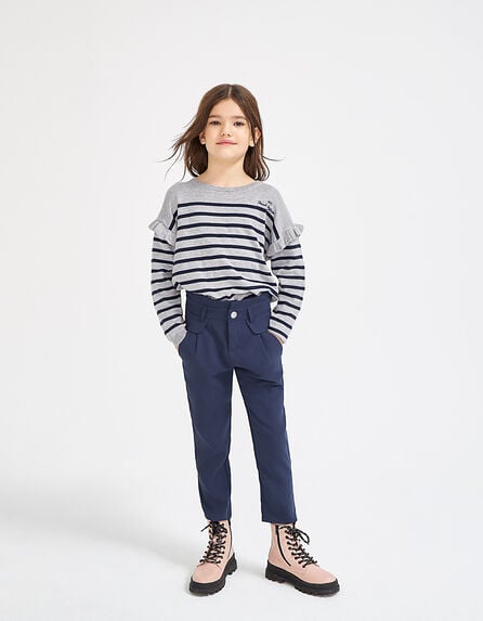 Girls' navy flowing trousers
