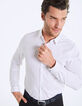 Chemise slim blanc cassé mini bicolore Homme-1