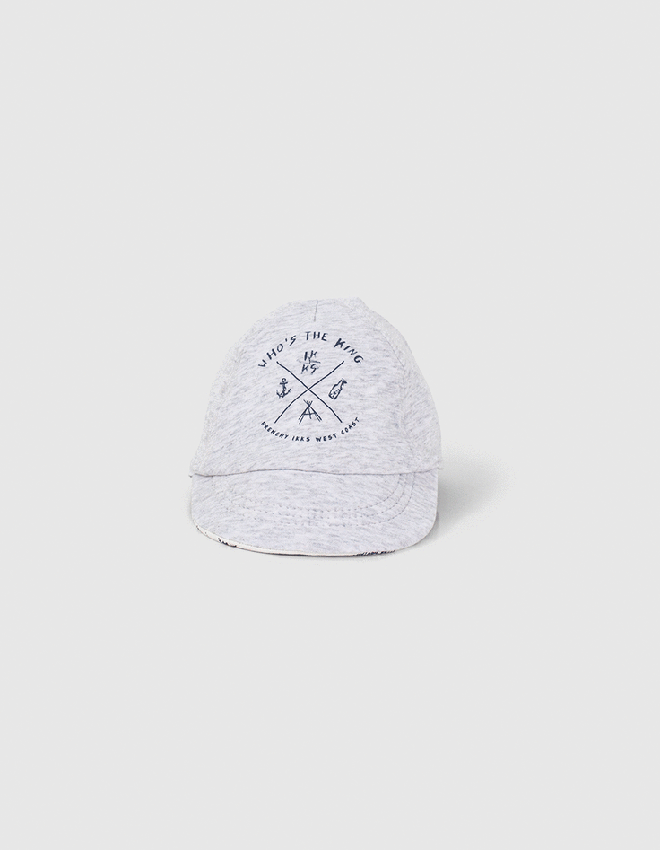 Casquette blanc cassé imprimé toile de Jouy bébé garçon -1