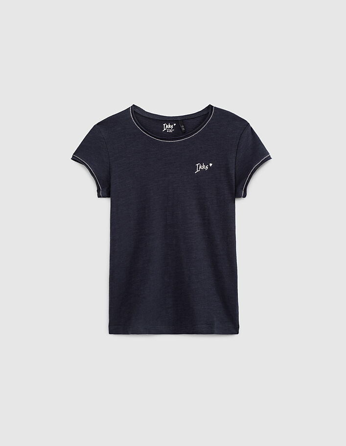 Girls’ navy Essential organic cotton T-shirt - IKKS