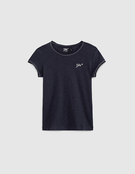 Girls’ navy Essential organic cotton T-shirt