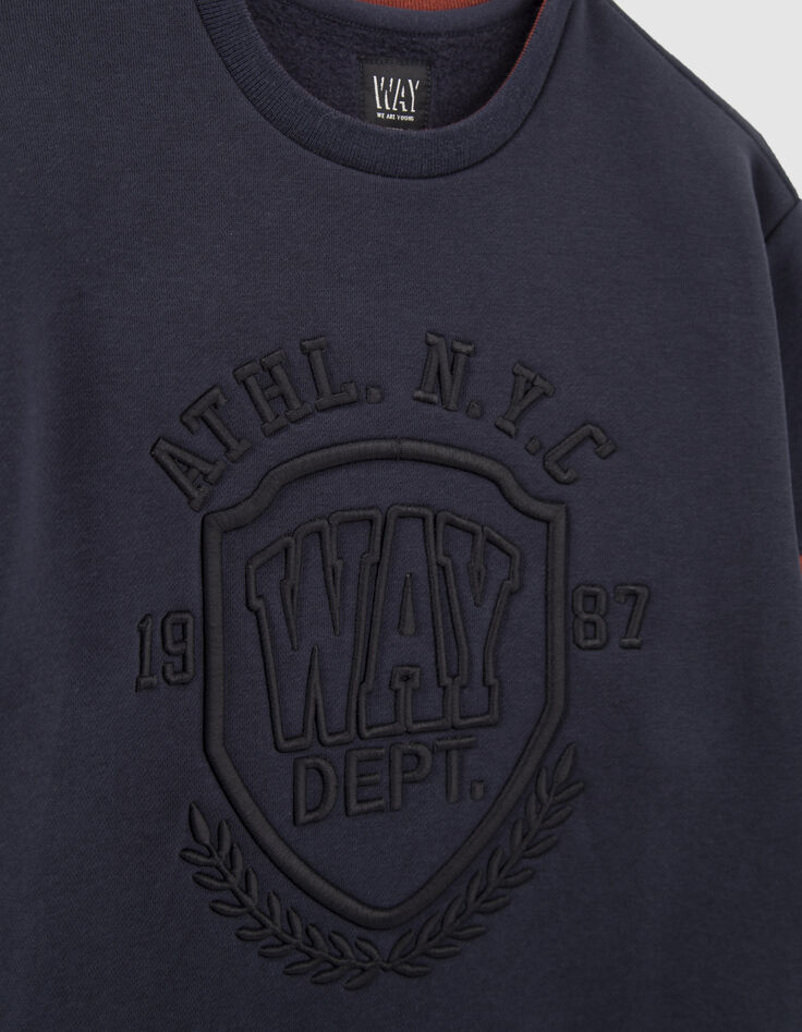 Boys’ navy sweatshirt with XL textured embroidery-2