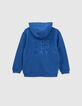 Blauwe sweater relaxed coupe tekst in reli&euml;f jongens-3