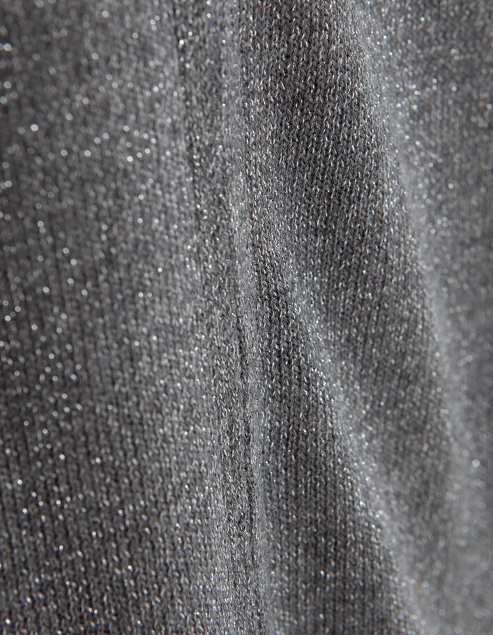 Women’s silver lurex knit mid-length cardigan - IKKS