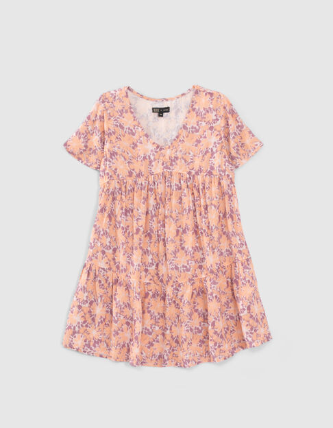 Girls’ violet psychedelic flower print dress - IKKS