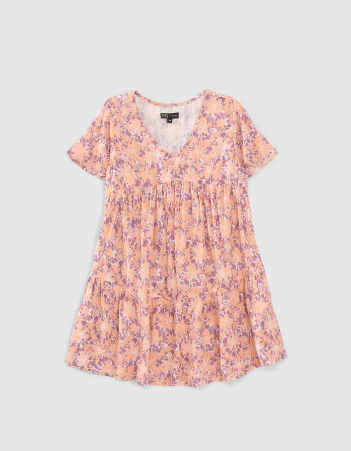 Robe parme imprimé fleurs psychédéliques fille - IKKS