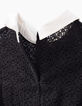 Girls&rsquo; black lace top dress with white collar-5