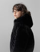 Plumas reversible negro pata de gallo y sherpa niña-3