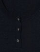 Pull fin noir paillet&eacute; encolure boutonn&eacute;e Femme-5