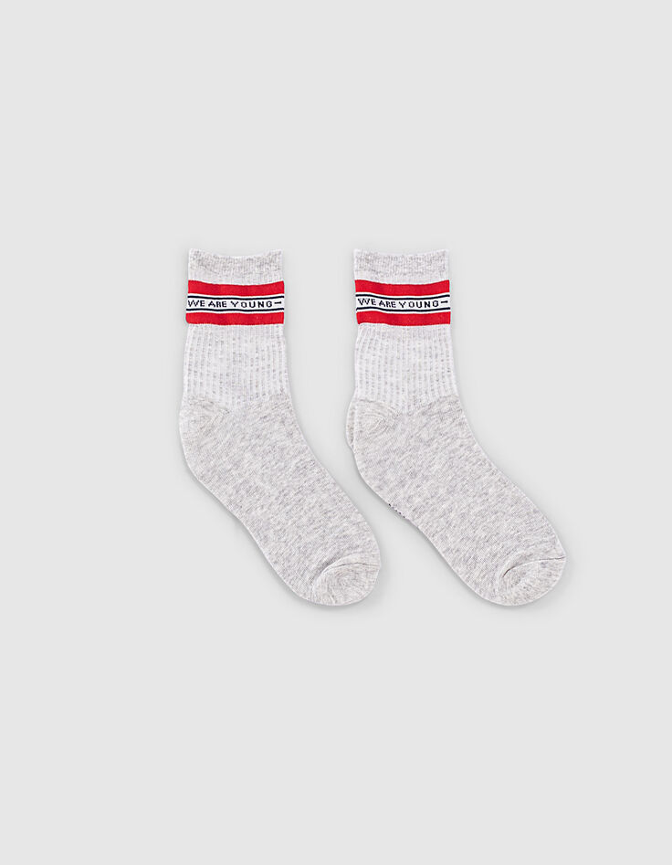 Chaussettes navy et grises côtelées garçon -6
