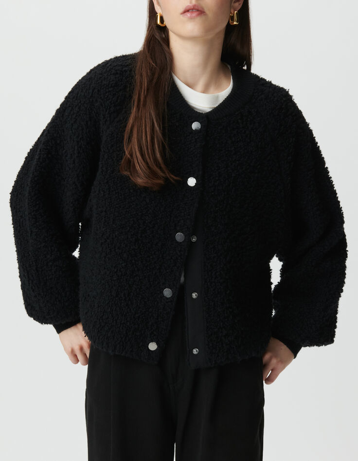 Women&rsquo;s black bouclette knit cardigan-2