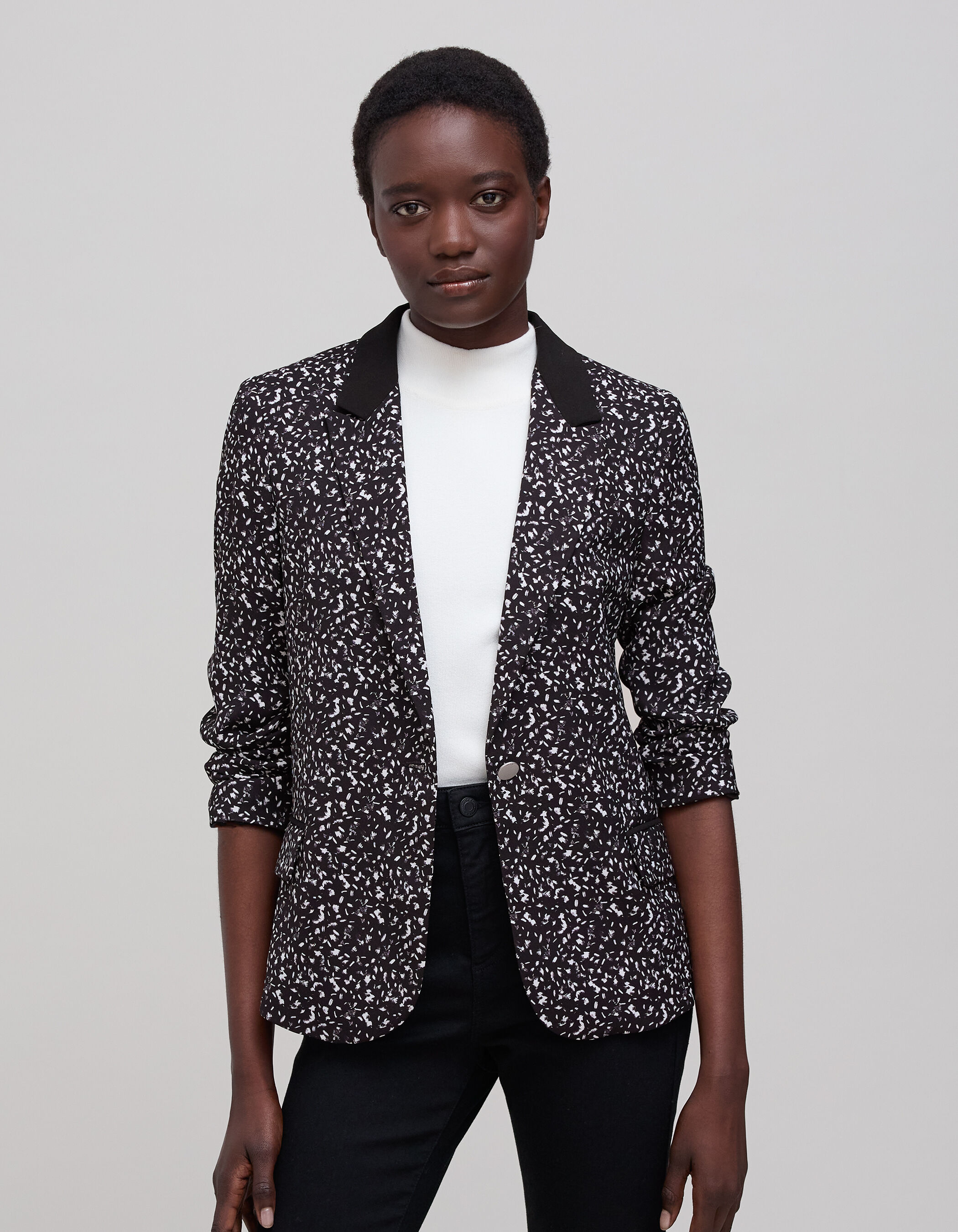 Women s black rock tachist print suit jacket IKKS
