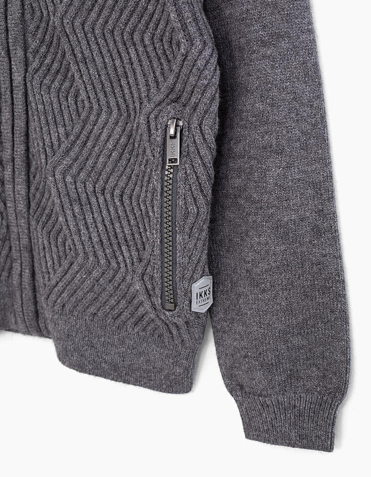 Cárdigan granito jaspeado cremallera tricot relieve niño-6