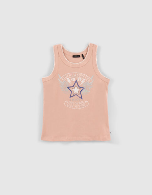 Girls’ pink winged star image vest top - IKKS