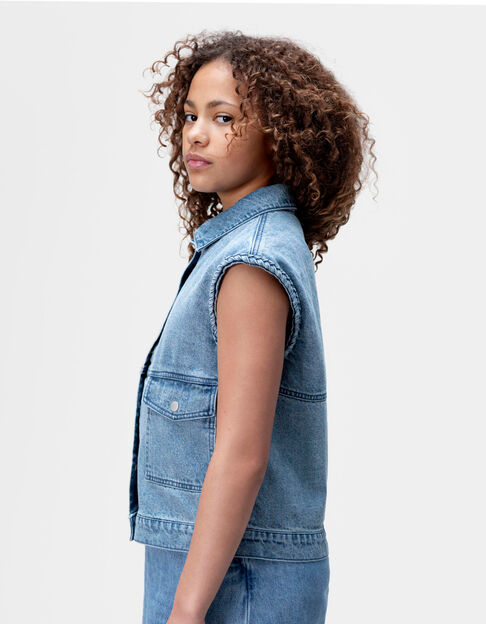 Chaqueta sin mangas vaquera azul niña - IKKS