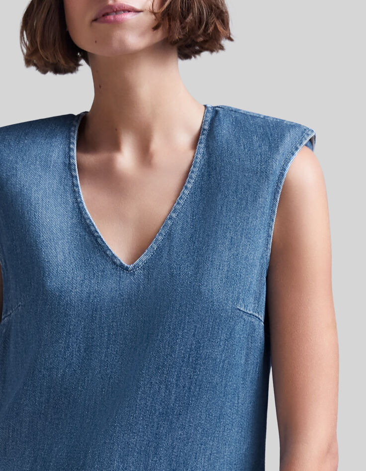 Weites, azurblaues Damenkleid aus Lyocell&reg;-4