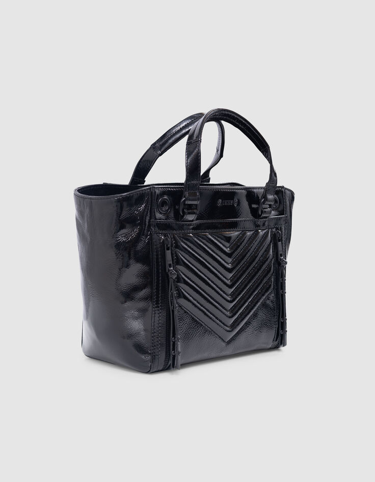 Tasche 1440 schwarzes geknittertes Lackleder Größe Medium-2