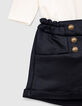 Baby girls' white T-shirt and navy shorts outfit-2