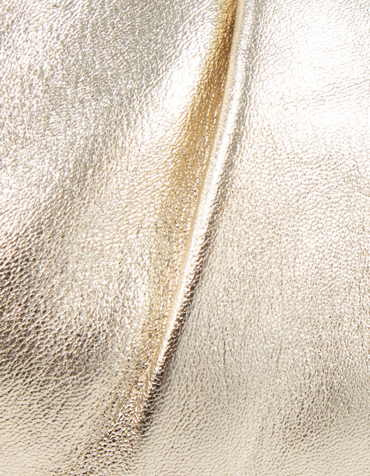 Goldfarbene Damenbeuteltasche aus Metallic-Leder-9