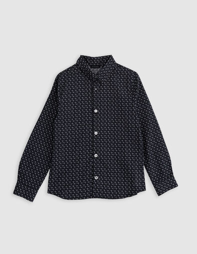 Chemise noire tissu Liberty motif fleurs garçon - IKKS