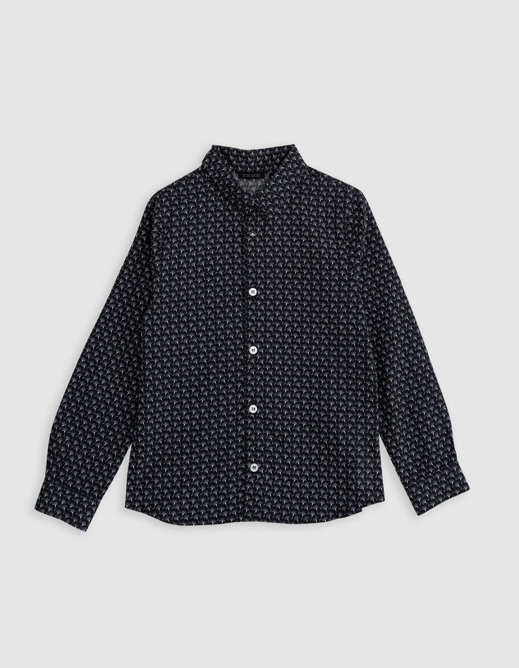 Chemise noire tissu Liberty motif fleurs garçon-1