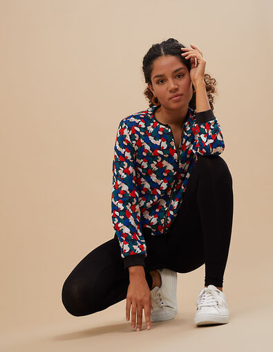 I.Code navy and graphic heart reversible baseball jacket
