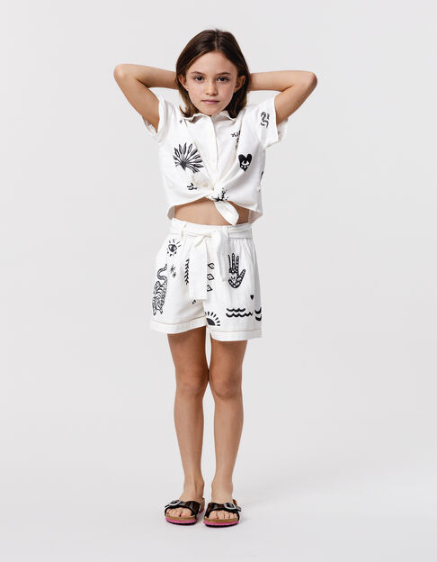 Short blanc imprimé maxi motifs fille - IKKS