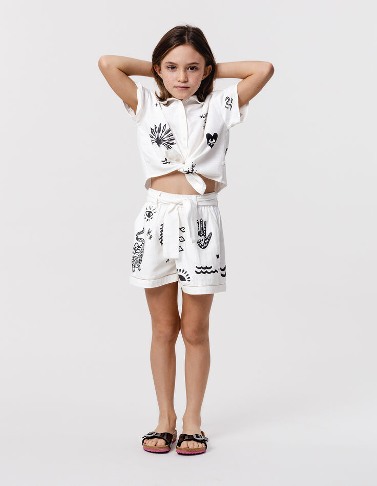 Short blanc imprimé maxi motifs fille-1