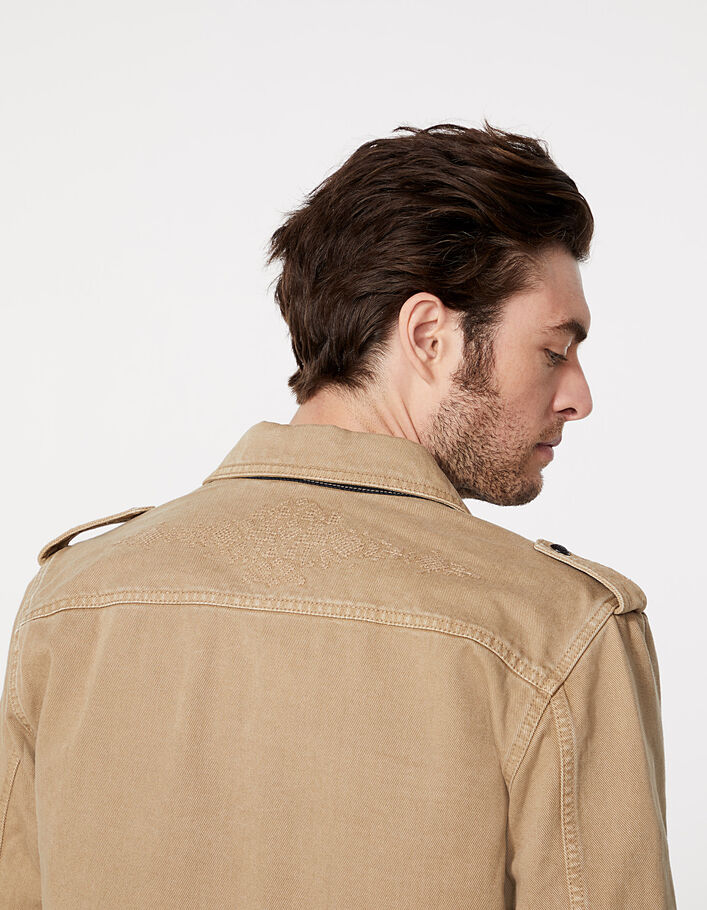Men’s beige safari jacket with embroidered back - IKKS