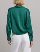 Chemise émeraude drapée Femme-3