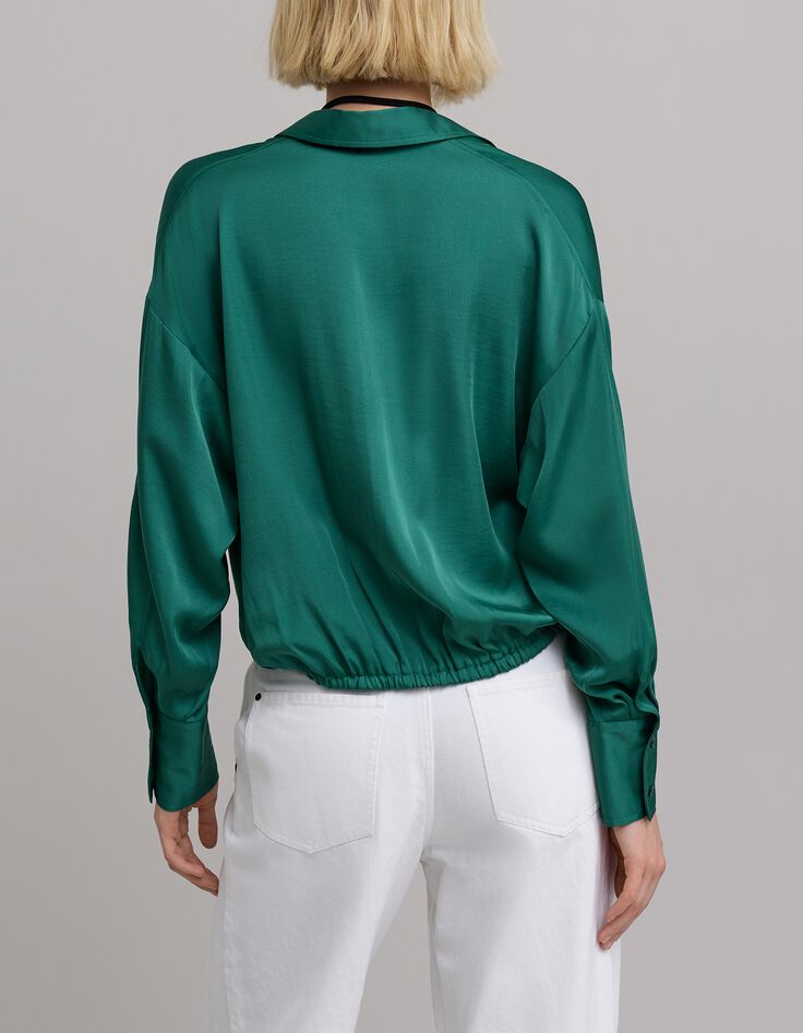 Chemise émeraude drapée Femme-3 Chemise émeraude drapée Femme-3
