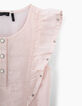 Blouse rose pâle avec volants et broderies fille-4