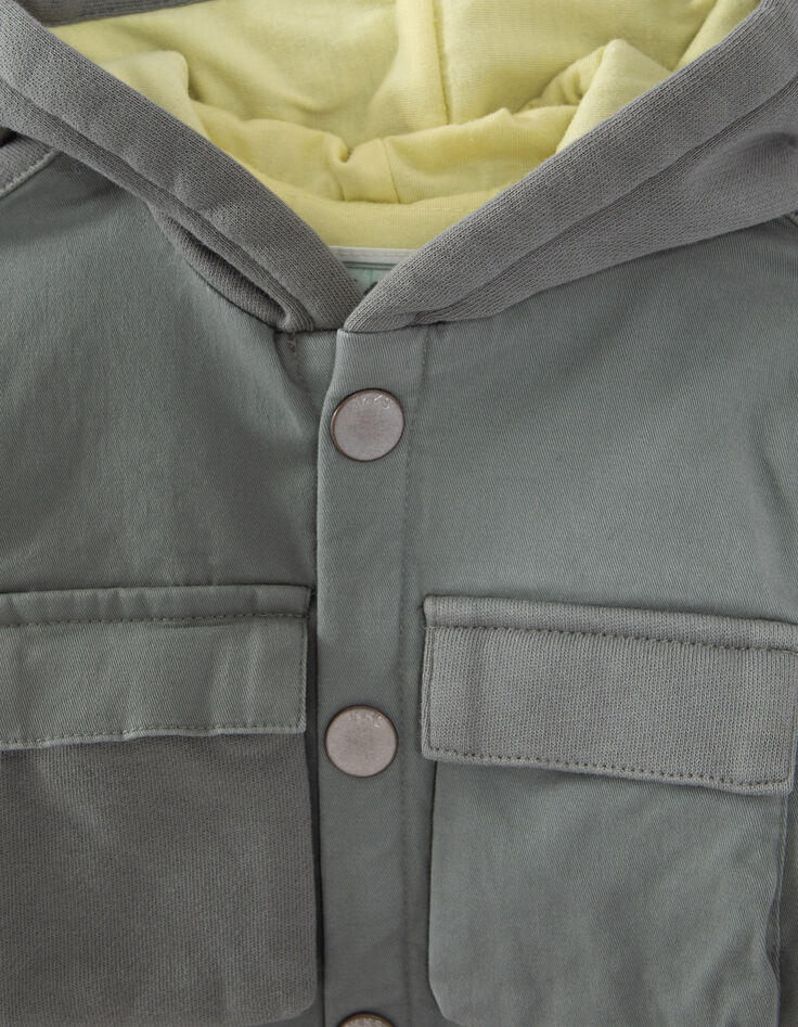 Kaki parka twee materialen babyjongens-2