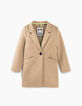 Manteau beige clair à capuche noire amovible fille-4