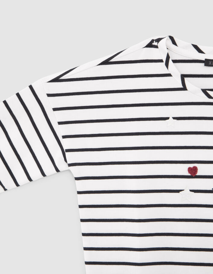Girls’ off-white embroidered sailor stripe T-shirt-7
