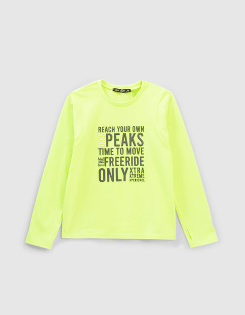 Fluogroen T-shirt rubber tekst jongens - IKKS