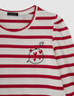 Girls’ ecru mini me T-shirt with red stripes-2